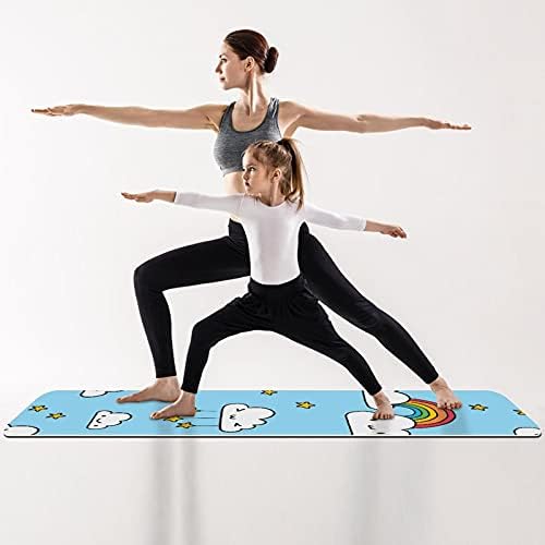 Kalın Kaymaz Egzersiz ve Fitness 1/4 yoga mat Bulutlar Yıldız Gökkuşağı Baskı Yoga Pilates ve Zemin Fitness Egzersiz