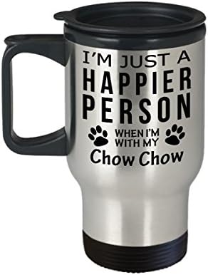 Köpek Lover Seyahat Kahve Kupa-Chow Chow ile Daha Mutlu Kişi-Evcil Hayvan Sahibi Kurtarma Hediyeleri