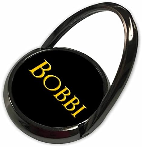 3dRose Bobby ABD'de Popüler Kız Bebek Adı. Siyah Muska üzerinde Sarı - Telefon Halkaları (phr_351369_1)