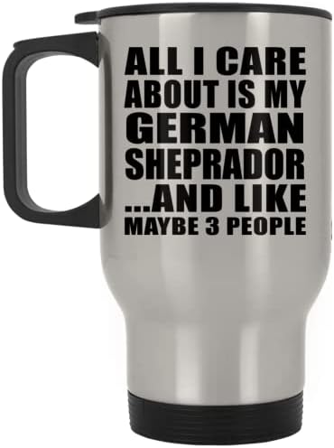 Designsify Tek Umursadığım Benim Alman Sheprador, Gümüş Seyahat Kupa 14oz Paslanmaz Çelik termos kupa, Doğum Günü