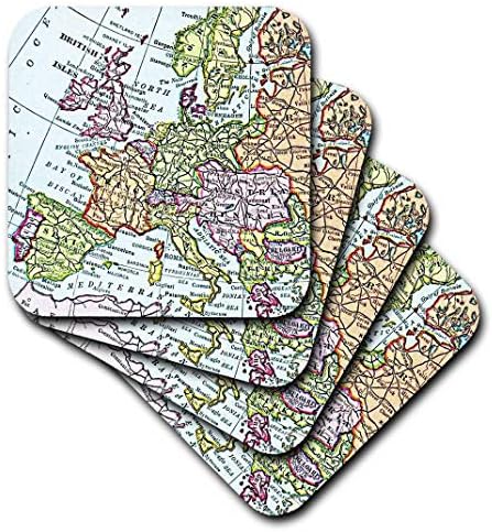 3dRose Vintage Avrupa Batı Avrupa Haritası-İngiltere İNGİLTERE Fransa İspanya İtalya Vb-Retro Coğrafya Seyahat-Yumuşak