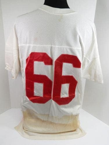 1980'lerin sonu 1990'ların başı San Francisco 49ers 66 Oyun Kullanılmış Beyaz Forma 58 703-İmzasız NFL Oyun Kullanılmış