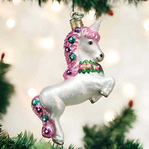 Eski Dünya Noel Cam Üfleme Süsleme Şahlanan Unicorn