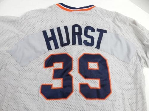1990 Detroit Tigers Hurst 39 Oyun Kullanılmış Gri Forma Vuruş Antrenmanı 44 799 - Oyun Kullanılmış MLB Formaları