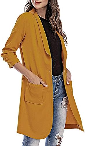 Kadınlar için uzun Palto Ceketler artı Boyutu Hırka Yaka Bayan Ceket İnce Ceket Uzun Trençkot Cep Yün ve Karışımları