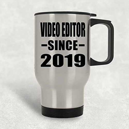 2019'dan Beri Designsify Video Düzenleyici, Gümüş Seyahat Kupası 14oz Paslanmaz Çelik termos kupa, Doğum Günü Yıldönümü