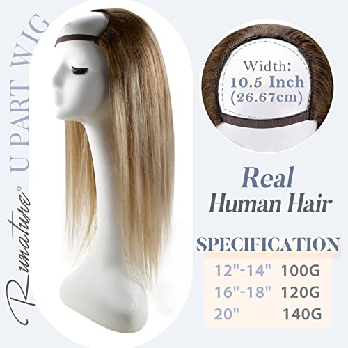 RUNATURE 18 İnç U Peruk insan saçı U Parçası peruk insan saçı Balayage Ceviz Kahverengi Kül Kahverengi Karışık Koyu