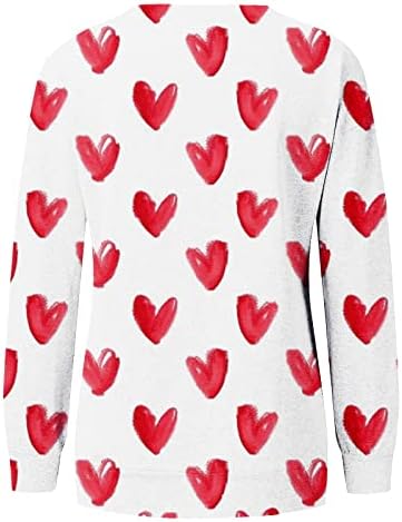 Mutlu sevgililer Günü Gömlek Yuvarlak Boyun Uzun Kollu Tişörtü Tops Aşk Kalp Grafik T-Shirt Çift Gömlek Tops