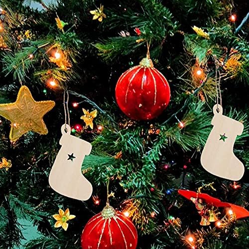 QINWEILU 30 ADET Ahşap Noel Ağacı askı süsleri Çorap Asılı Süslemeleri Ahşap Cips DIY El Sanatları için Noel Ağacı