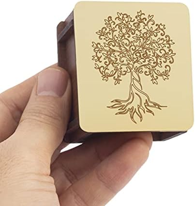 Küçük hediye Çantası ile Lucce Ahşap Nişan Yüzüğü Kutusu Kağıt - Altın Ayna efekti Hayat ağacı Deseni Tören, Mücevher