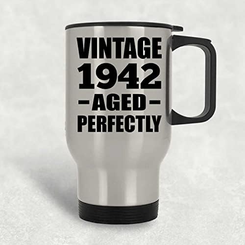 Designsify 81st Doğum Günü Vintage 1942 Mükemmel Yaşlı, gümüş Seyahat Kupa 14 oz Paslanmaz Çelik Yalıtımlı Bardak,