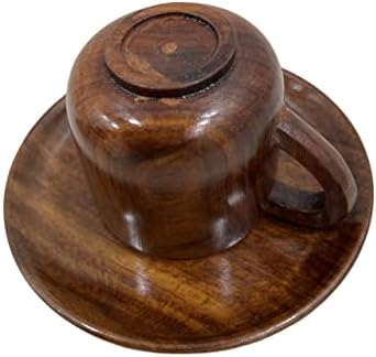 Koleksiyon Satın al Vintage El Yapımı Ahşap Kupa Kahve çay fincanları Tabağı ile Sürdürülebilir Yapılmış Çevre Dostu