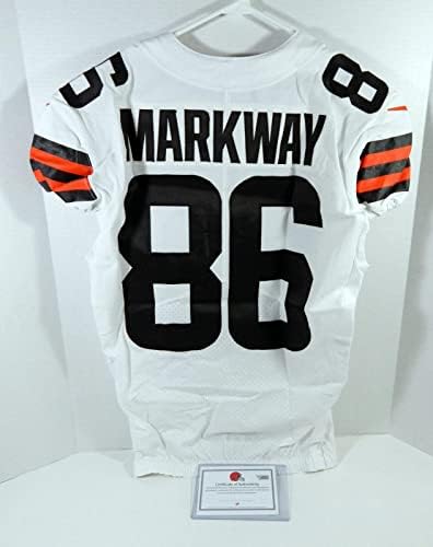2021 Cleveland Browns Kyle Markway 86 Oyun Kullanılmış Beyaz Forma 44 DP23488-İmzasız NFL Oyun Kullanılmış Formalar