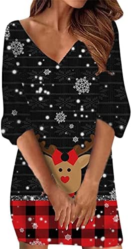 Bayan Noel kolsuz dantel baskı elbise Vintage salıncak Xmas parti elbiseler kemer ile