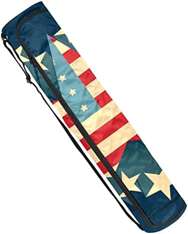 Yoga Mat Taşıma Çantası Spor Plaj Pilates taşıma çantaları Yaratıcı Amerikan Bayrağı Yıldız Donanma, 6.7x33.9in /