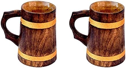 KESHA WOODKRAFT Ahşap bira kupası Doğum Günü veya Ev Dekor Hediye, kahverengi 1 Adet Antik Antik Stil Çok Amaçlı