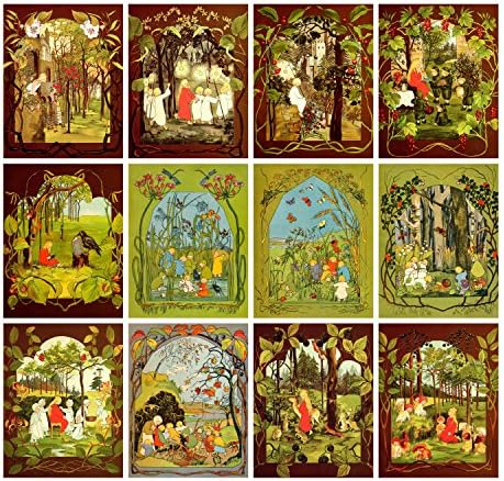 2023 Duvar takvimi [12 sayfa 8x 12] Küçük Orman İnsanları Sibylle von Olfers Vintage Kitap İllüstrasyon