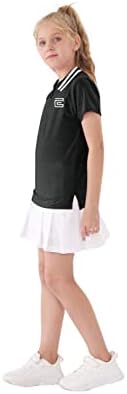 EXARUS Kızların Golf Tenis polo gömlekler Çocuklar V Yaka Atletik Egzersiz Nem Esneklik Hızlı Kuru UPF 50+