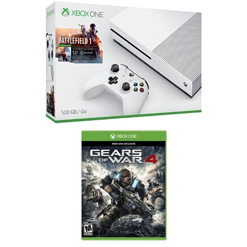 Xbox One S 500GB Konsolu-Battlefield 1 Paketi + Gears of War 4 Oyunu
