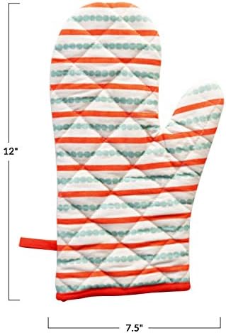 Yaratıcı Co-Op 12L x 7-1/2 W Pamuklu Sıcak Eldiven w/Çizgili, Çok Renkli Eğlenceli Tekstiller