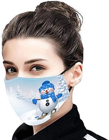 Cmofter 5-pack Merry Christmas Face_mask, Aktif Karbon Açık ağız Kaplama Yeniden Kullanılabilir Yıkanabilir Yüz Bandanaları