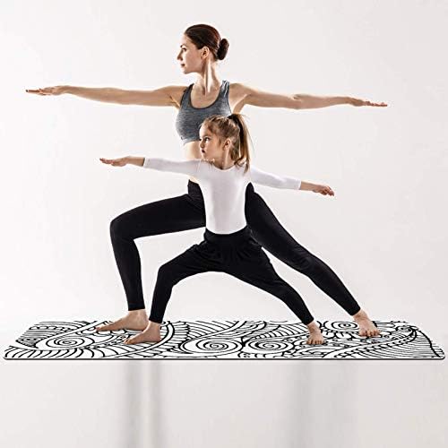 Unicey Kalın Kaymaz Egzersiz ve Fitness 1/4 Yoga mat Mandala Kına Siyah Beyaz Baskı Yoga Pilates ve Zemin Fitness