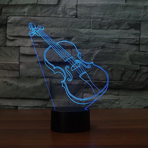 3D soyut keman gitar gece lambası masa masa optik Illusion lambaları 7 renk değiştirme ışıkları LED masa lambası