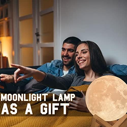 Ay Lambası 3 Renk LED Gece Lambası Standı ile Zaman Ayarı Dokunmatik Kontrol ve USB Şarj Edilebilir 3D Baskı Ay ışığı
