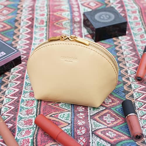 Kakadu Makyaj Çantası Küçük Seyahat kozmetik çantası Hakiki Deri kozmetik düzenleyici Kadınlar için (Sarı Tereyağı)