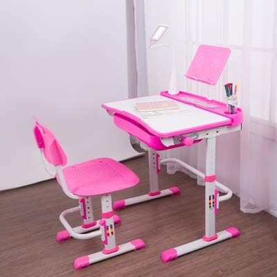 Yinleader Çocuk Masası ve Sandalye Seti, Yüksekliği Ayarlanabilir, Geniş Depolama Çekmecesi, Ayarlanabilir Eğimli