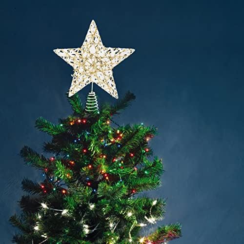 PRETYZOOM Altın Accent Dekor Doğuş Süsler Noel Ağacı Topper Yıldız Noel Ağacı Süsler ile LED Lightd Glitter Altın