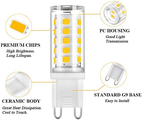 SumVibe G9 LED Ampul Kısılabilir, 4W G9 LED Ampul Günışığı Beyaz 6000K, G9 Halojen Ampul 40 Watt Değiştirme, 6'lı