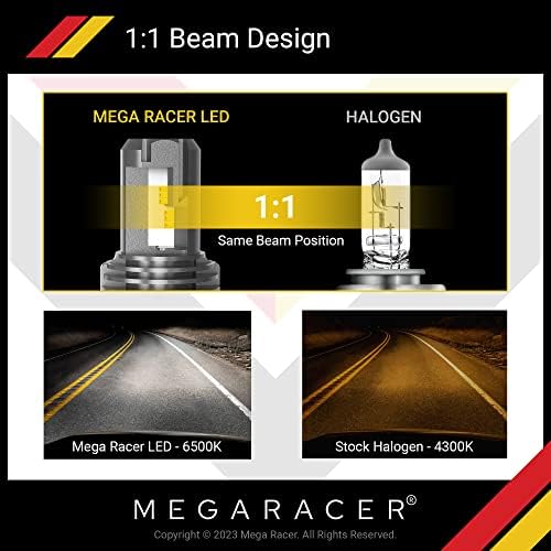 Mega Racer Kablosuz H4 / 9003 / HB2 LED Far Ampüller-6500 K Günışığı Beyaz, 50 W 12 V 12000 Lümen, Premium Kalite