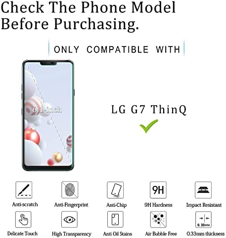 KATIN [2-Pack] Ekran Koruyucu İçin LG G7 ThinQ Temperli Cam Kabarcıksız, 9H Sertlik, Kurulumu kolay