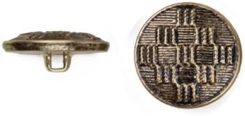 C & C Metal Ürünleri 5036 Nervürlü Elmas Desenli Metal Düğme, Beden 36 Ligne, Antik Altın, 36'lı Paket