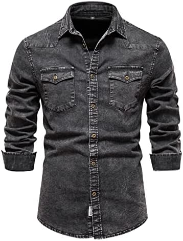 ZDDO Erkek Çizgili Denim Ceketler Düğme Aşağı Cepler Kargo Ceket Sokak Sıkıntılı Vintage Slim Fit Rahat Giyim