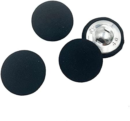 10 adet Siyah Kumaş Kaplı Yuvarlak Düğme Kumaş Metal Saplı Büyük Dikiş İpliği Elbise Etek Bluz Konfeksiyon 25mm 1