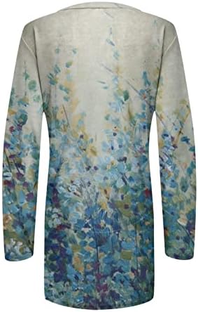Ruziyoog Bayan Kimono Hırka Çiçek Baskı Uzun Kollu Şifon Kapak Ups Açık Ön Gevşek Rahat Ceket Ceket Dış Giyim Üst