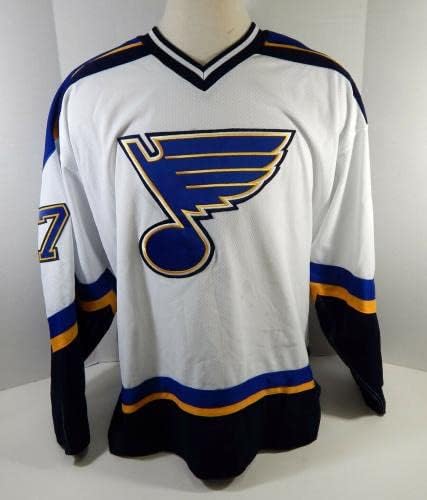 2001-02 St. Louis Blues Jeff Finley 37 Oyun Kullanılmış Beyaz Forma DP12287 - Oyun Kullanılmış NHL Formaları