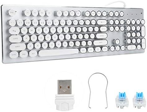 Acogedor mekanik oyun klavyesi, Retro Steampunk daktilo tarzı klavye, 104 tuşları USB kablolu karışık ışık arkadan