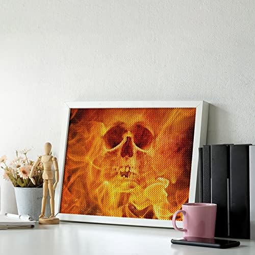 Yangın Flaming Skull Elmas Boyama Kitleri 5D DIY Tam Matkap Taklidi Sanat Duvar Dekor Yetişkinler için 12x 16