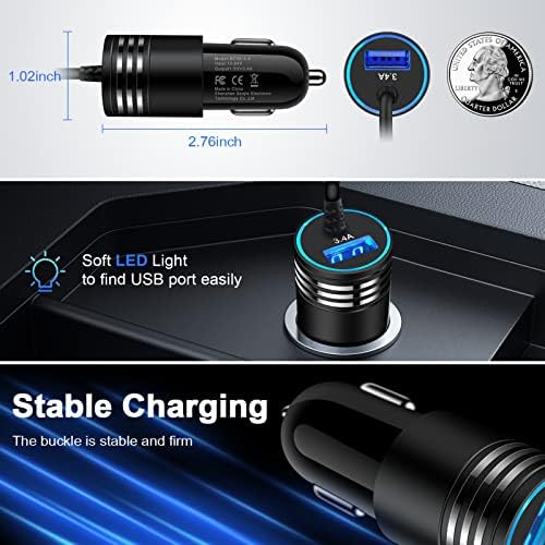 Araç Hızlı Şarj Cihazı USB C Çakmak Adaptörü USB Şarj Cihazı C Tipi Araç Şarj Cihazı C Sarmal Kablo ile Hızlı Şarj
