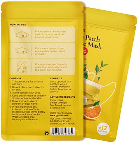 Maskeler için Bağışıklık Aroma Çıkartmaları (5 Paket-60 Yama) ve Difüzör için Portakal Esansiyel Yağı (0,34 fl oz)