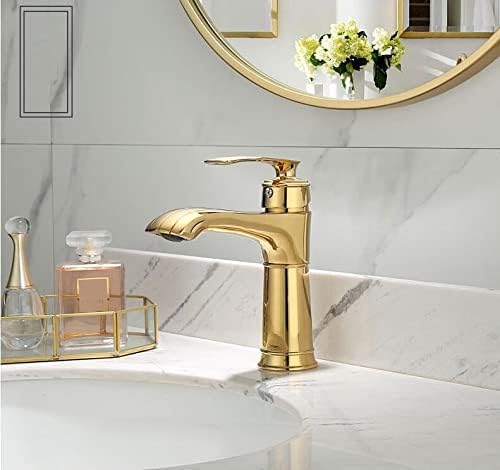 Altın havza musluk Banyo lavabo karıştırma musluk Bakır lavabo musluk tek kolu tek delik tek delik sıcak ve soğuk