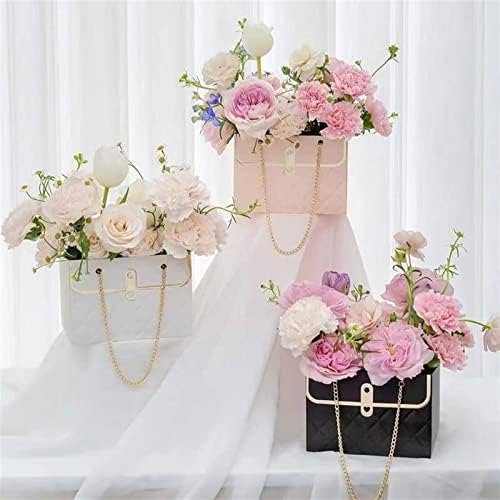 LUNNUN 5 ADET Çiçek Kağıt Hediye Kutusu, Kağıt Çiçek hediye keseleri, Buket Çanta kulplu kutu, Düğün sevgililer Günü