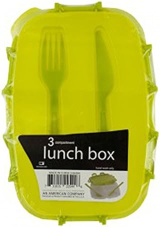 Çatal ve Bıçak Mutfak Essentials ile Kole Plastik Öğle Yemeği Kutusu, 9.25 x 2.5 x 6.5, şeffaf Yeşil