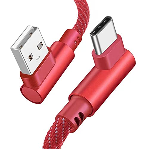 Sağ Açılı USB Tip C Kablo, (3 Paket 6FT) 90 Derece Çift Taraflı Geri Dönüşümlü Naylon Örgülü Uzun Kordon Hızlı Şarj