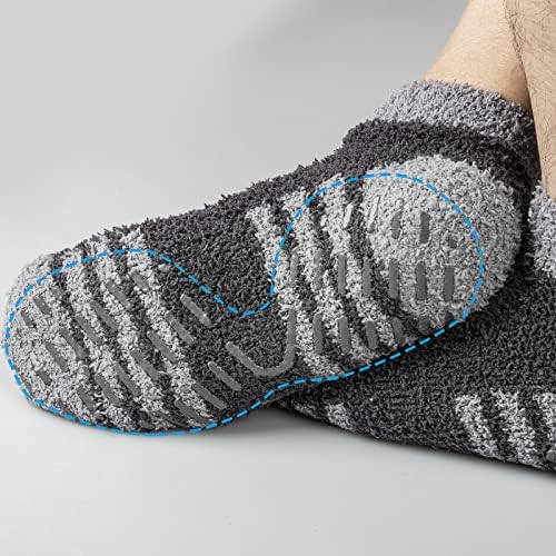 YUEDGE Erkek Bulanık Terlik Çorap Rahat Kabarık Çorap Kaymaz Kış sıcak tutan çoraplar erkek Boyutu 6-9 9-11, 5 çift