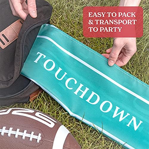 Partiler için Futbol Masa Örtüsü [20 x 120 inç, Yeşil/Beyaz, Polyester] Super Bowl Spor Temalı Saha Süslemeli Masa