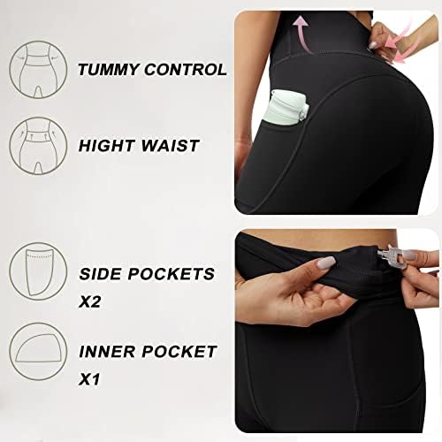 Kadınlar için Cepli UUE Yoga Taytı, Yüksek Belli Egzersiz Yoga Pantolonu Karın Kontrolü, Atletik Popo Kaldırma Taytı